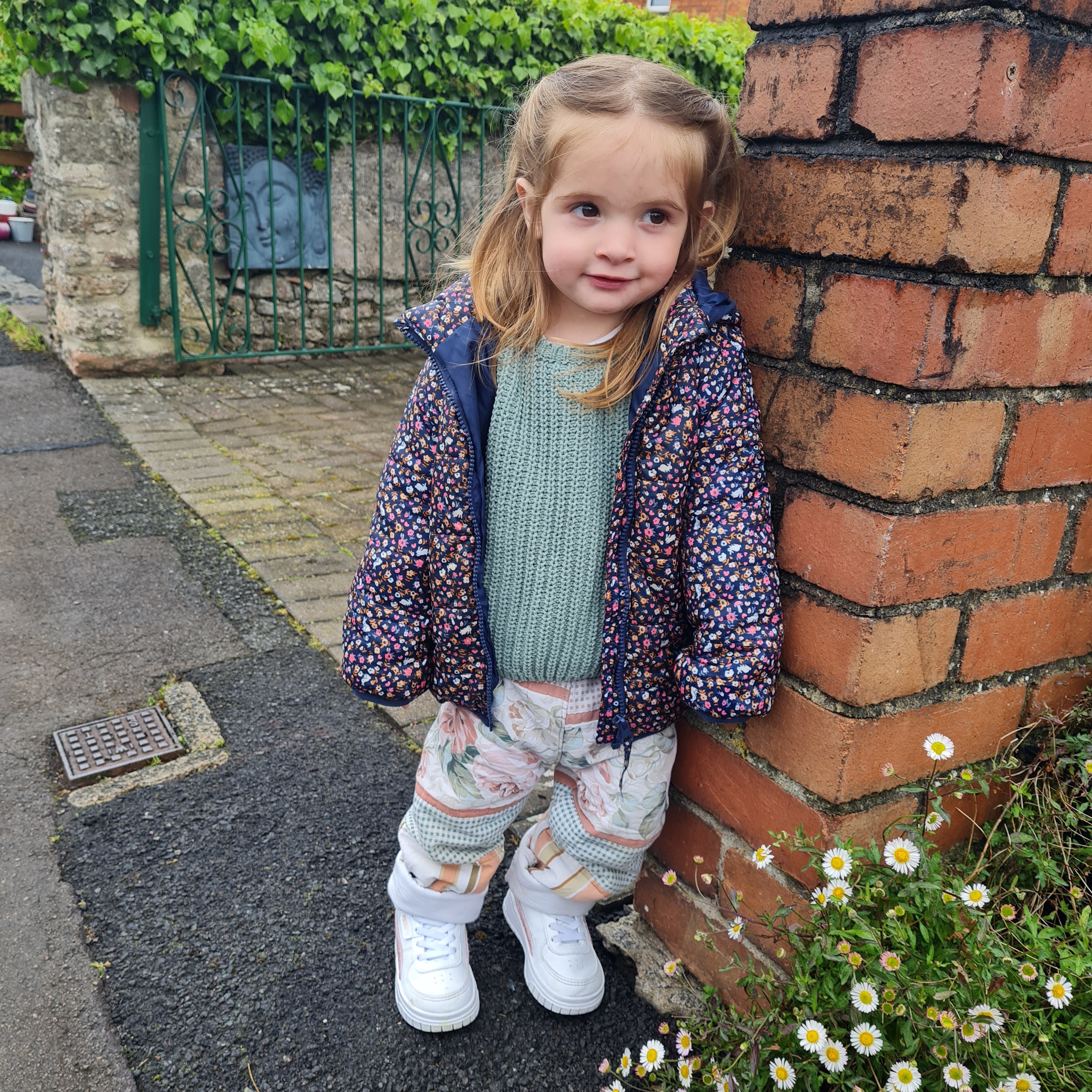 Girls Floral and Gingham Quilted Trousers