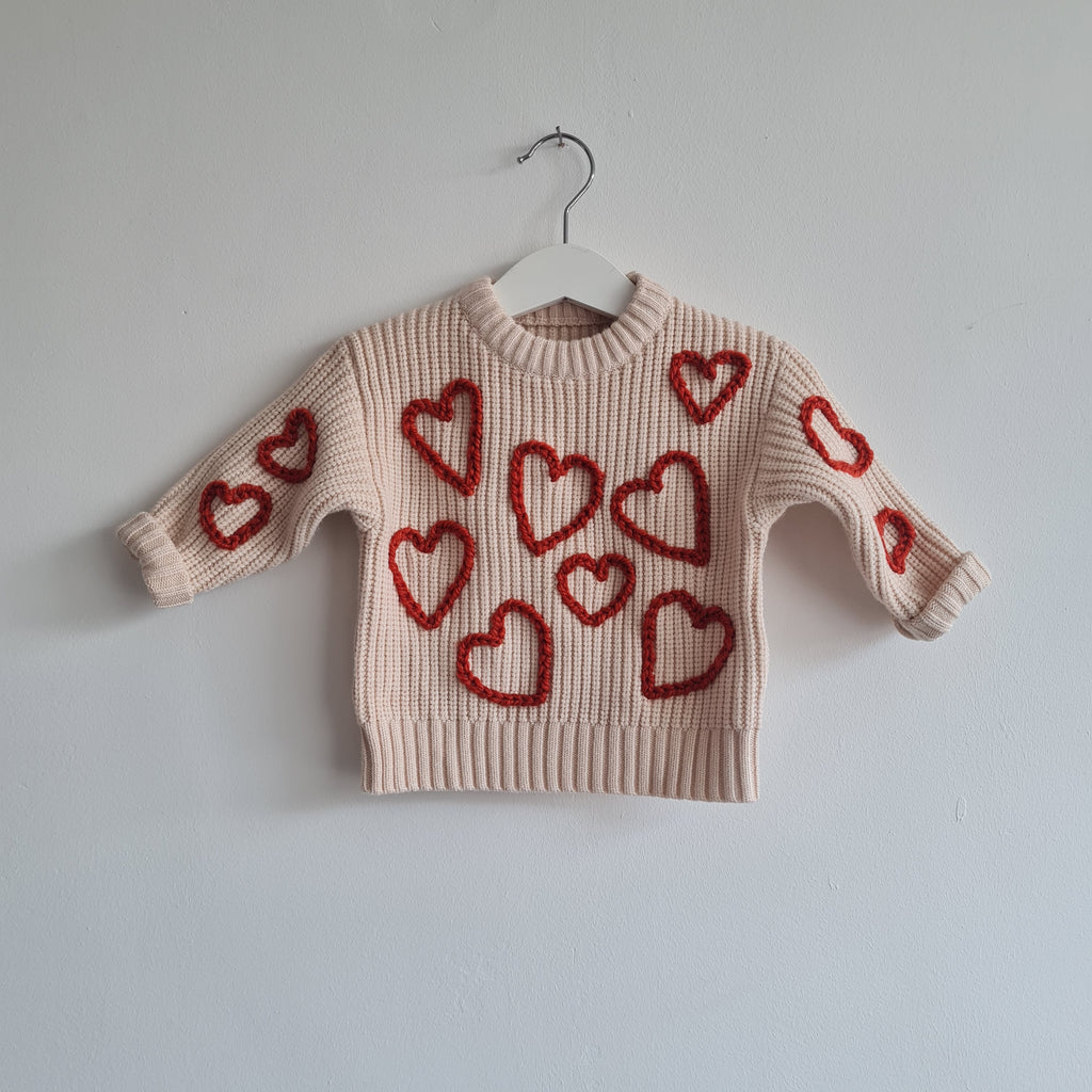 Hand Embroidered 'Hearts' Baby And Toddler Jumper