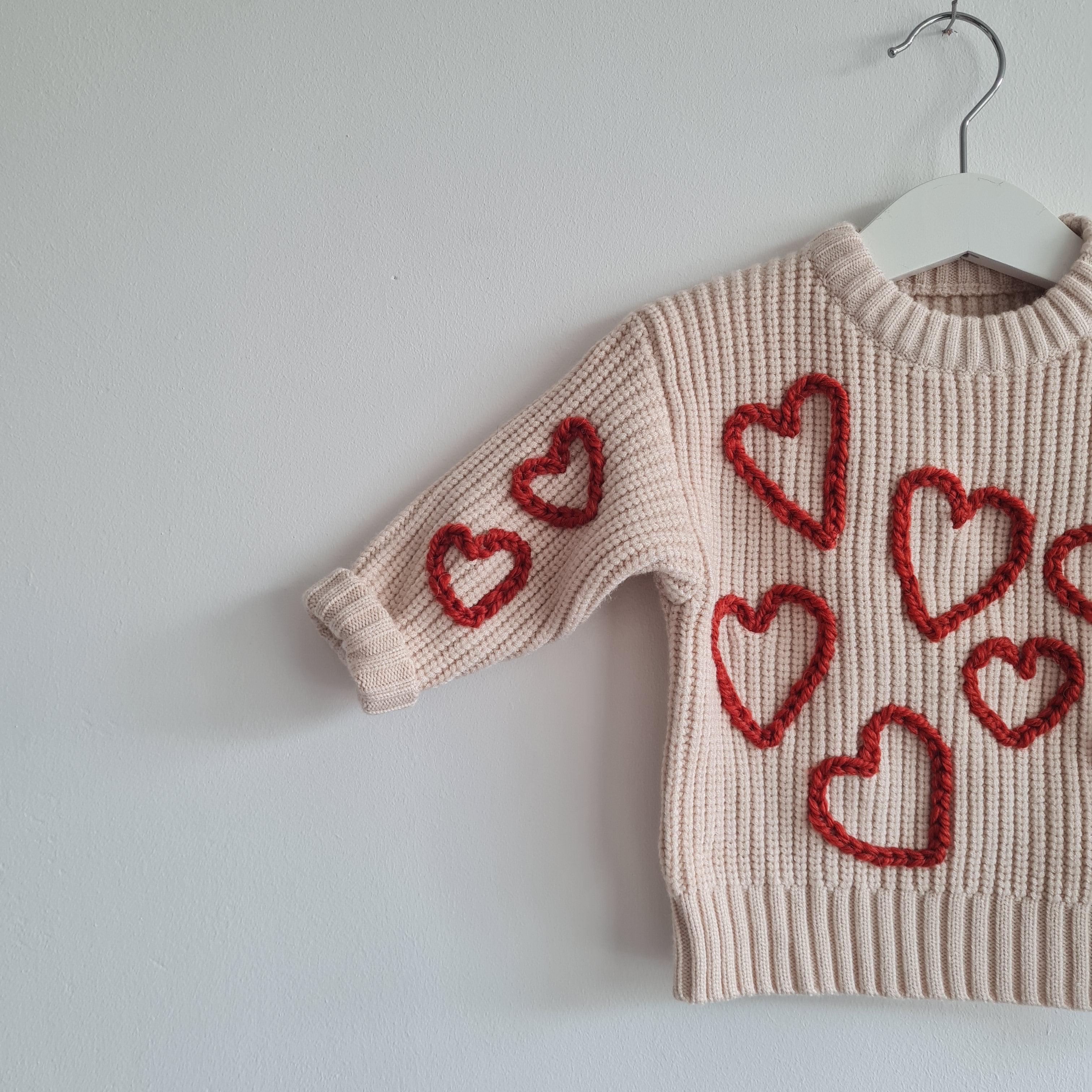 Hand Embroidered 'Hearts' Baby And Toddler Jumper