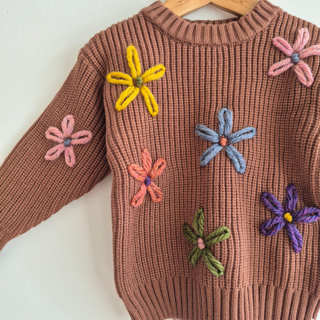 Hand Embroidered 'Flowers' Baby And Toddler Jumper