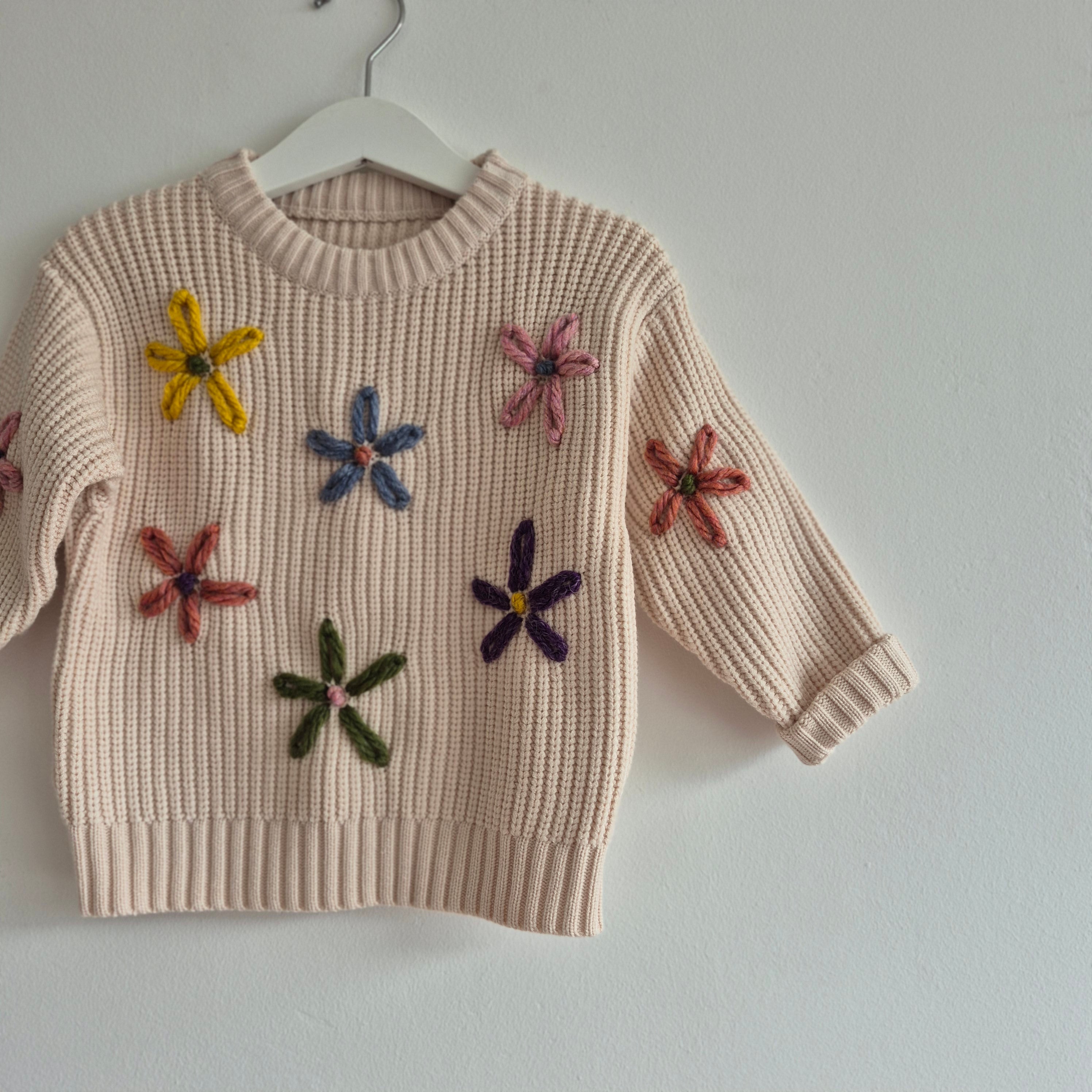 Hand Embroidered 'Flowers' Baby And Toddler Jumper