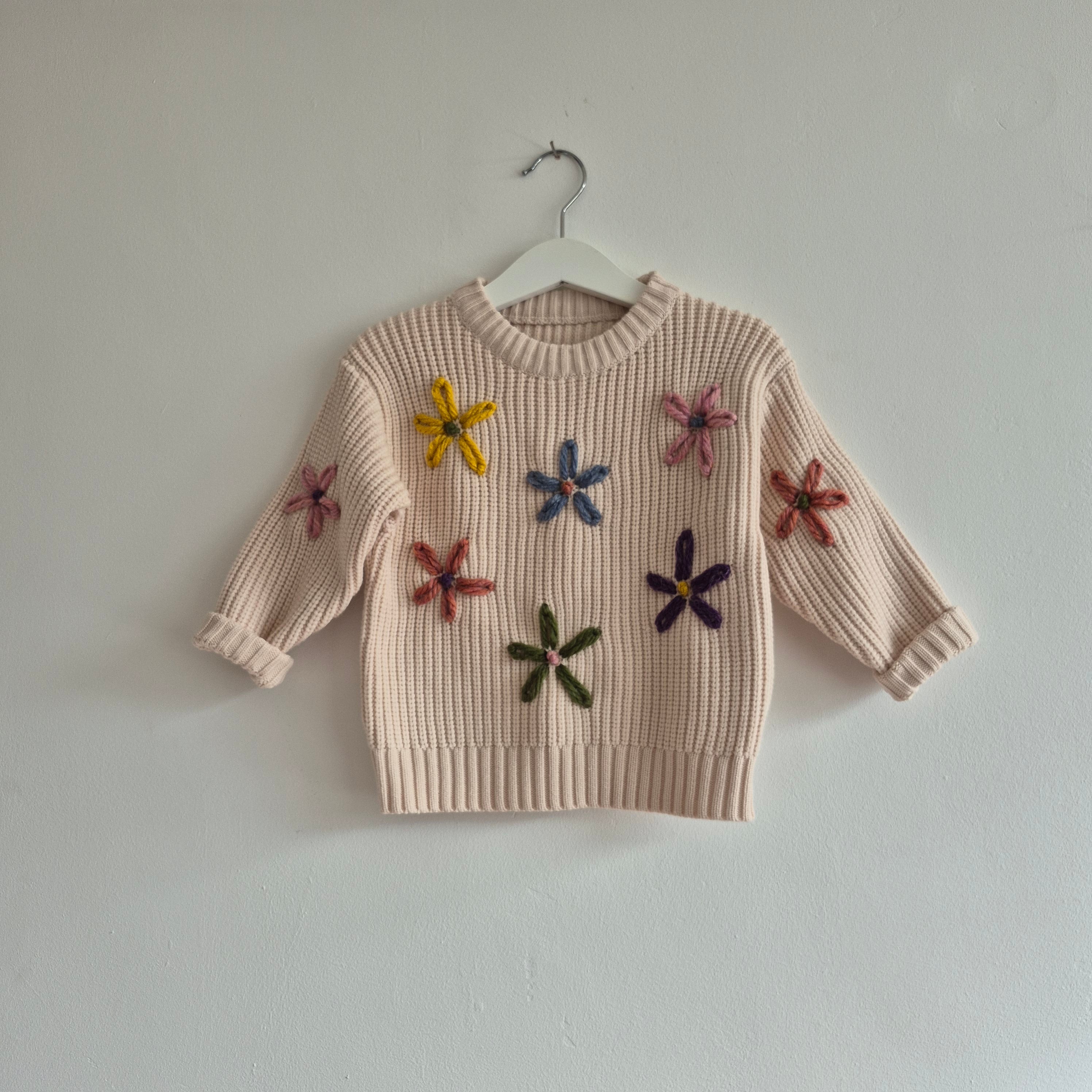 Hand Embroidered 'Flowers' Baby And Toddler Jumper