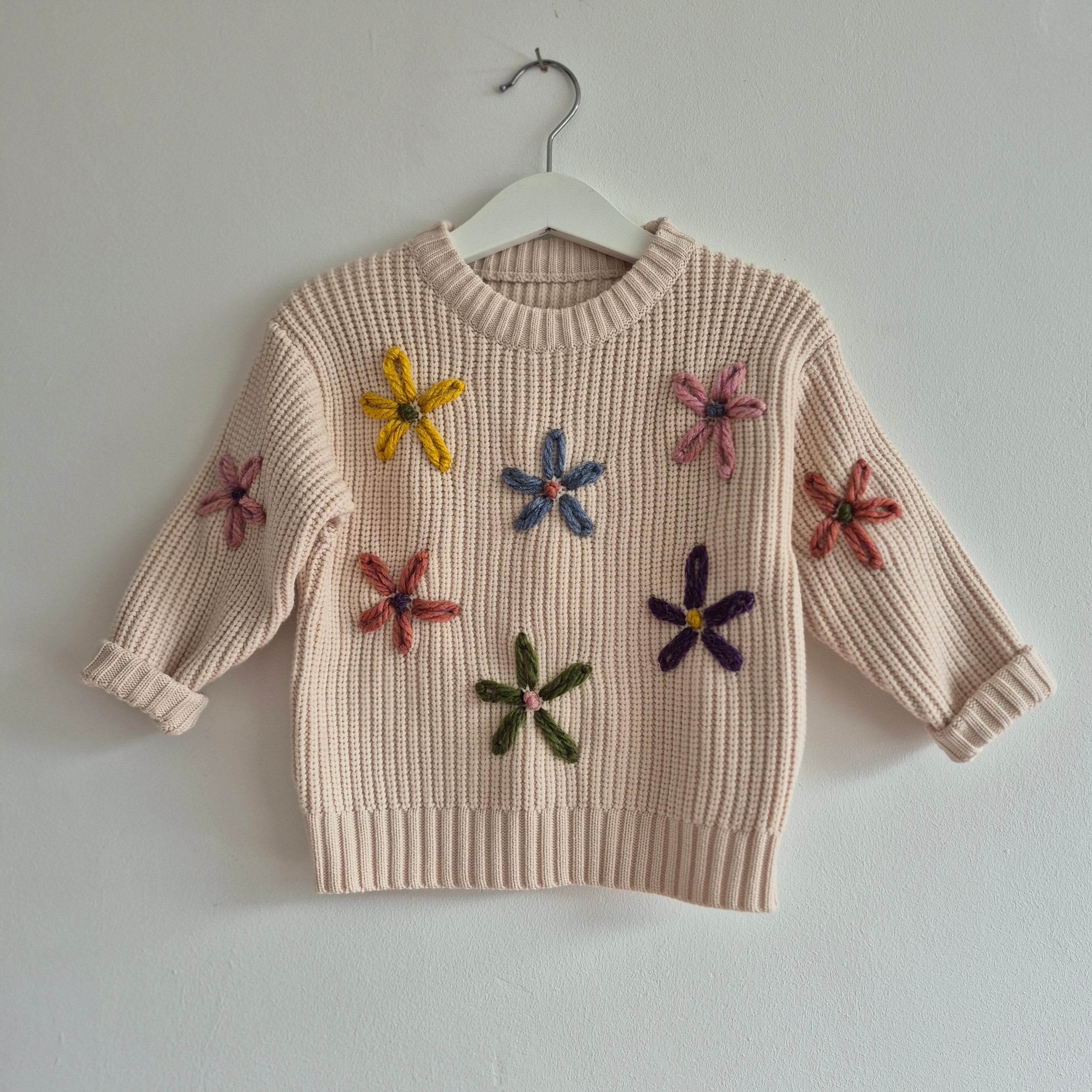 Hand Embroidered 'Flowers' Baby And Toddler Jumper