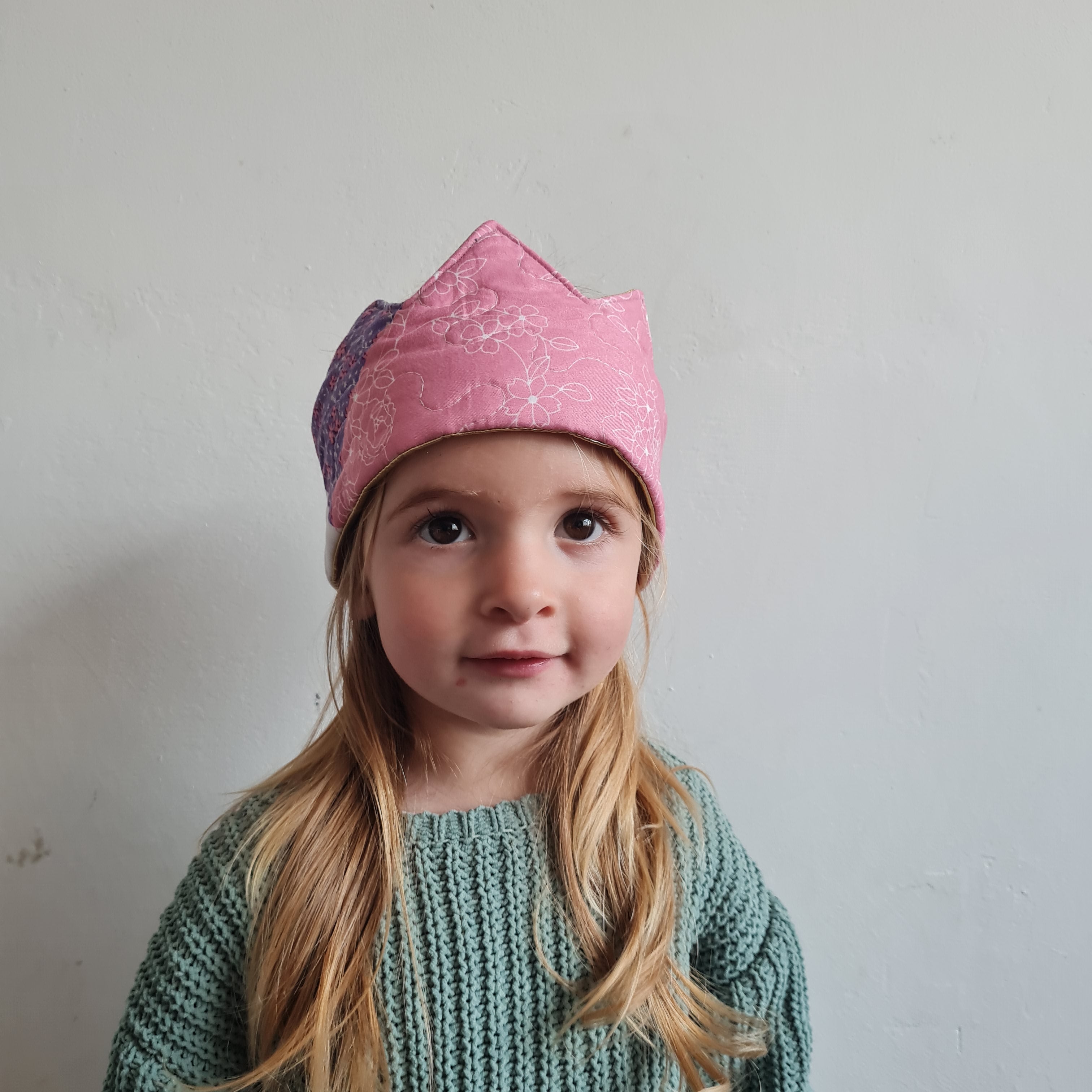 Reversible Quilted And Gold Baby And Child Crown