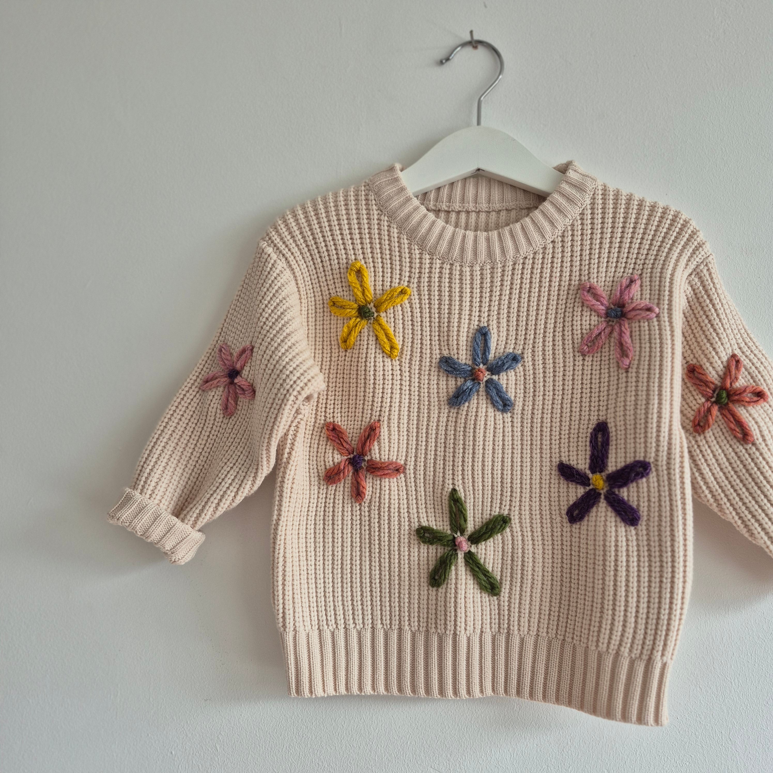 Hand Embroidered 'Flowers' Baby And Toddler Jumper