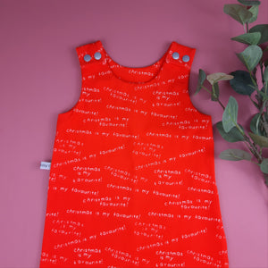 'Christmas Is My Favourite' Print Children's Dungarees
