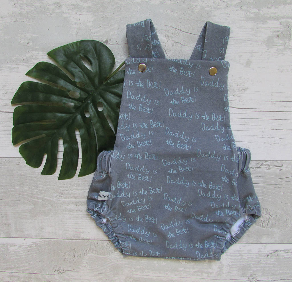 'Daddy Is The Best' Grey Baby Romper